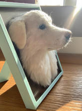 Needle-Felted Pet Portrait with Back-of-Head Detail – Custom Wool Felt Frame (approx. 20 cm / 7.87 in)